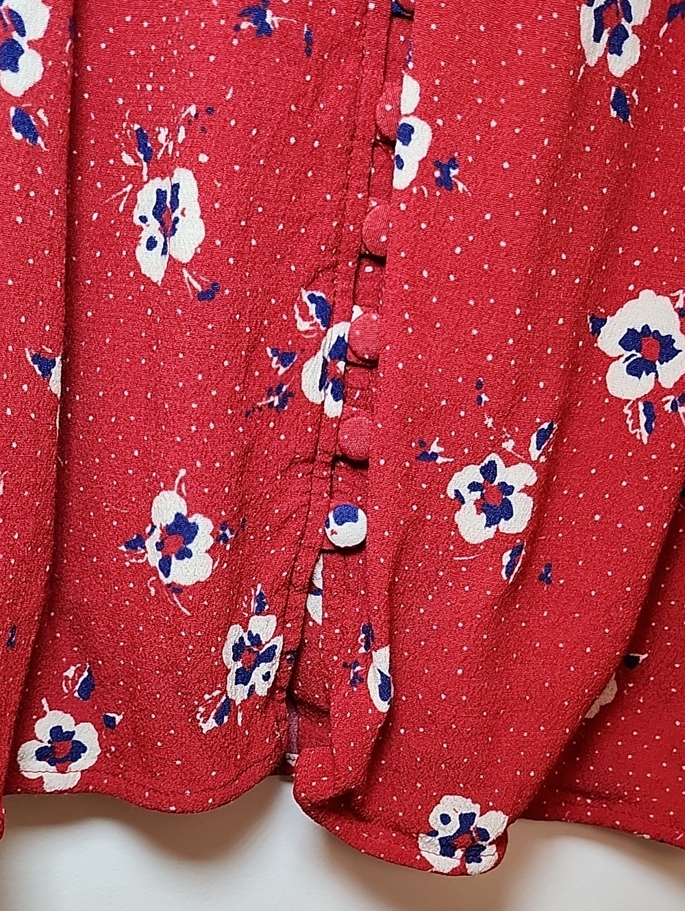 Sézane Joe dress in red floral print long sleeves button-front design Size 38/6 - Picture 12 of 16